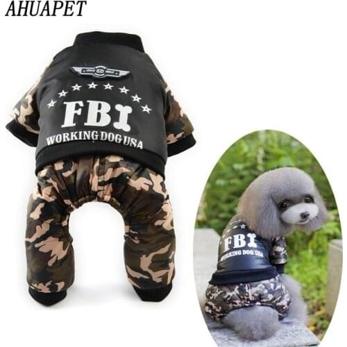 FBI Jacket Dog Winter Warm Jumpsuit Clothes Yorkshire Terrier Clothing For Dogs Chiwawa Cool Yorkies Clothes For Dachshunds