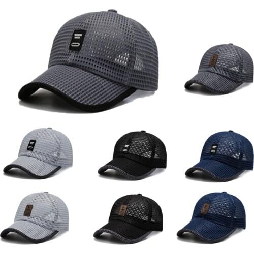 Summer Mens Sports Adjustable Sunhat Outdoor Quick-drying Fabric Baseball Cap Mesh Breathable Solid Color Cap for Adult