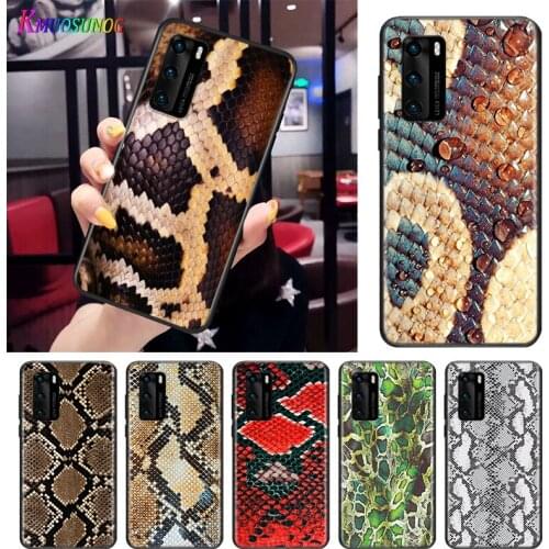 Fashion Leather Snake For Huawei P Smart S Z Mate 40 RS 30 20 10 Pro Plus Lite 2019 2020 2021 Black Soft Phone Case
