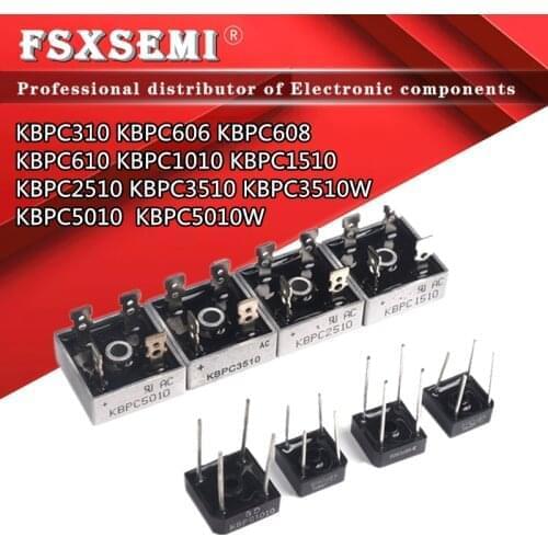 2pcs KBPC1010 KBPC3510 KBPC1510 KBPC2510 KBPC5010 KBPC610 KBPC606 KBCP608 KBPC310 KBPC3510W KBPC5010W Bridge Rectifiers