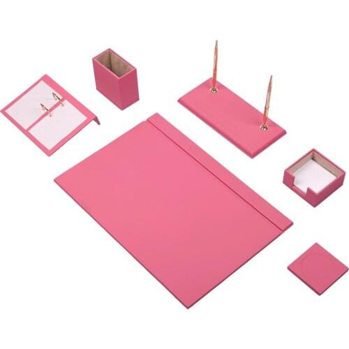 Leather Desk Set 8 Pieces Desk Organizer Office Accessories Desk Accessories, Office Supplies Office Organizer Desk Pad Name Tag