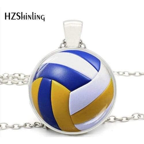 Volleyball Pendant Necklace Handmade Hot Chain Round Sports Ball Volleyball Jewelry for Player Fans Gift