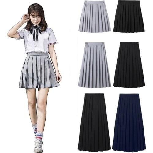 Anime Uniforms JK Japanese School for Girls Spring Solid Color Cotton Pleated Skirt Elastic Waist Cute Dresses Sailor Suits 2021
