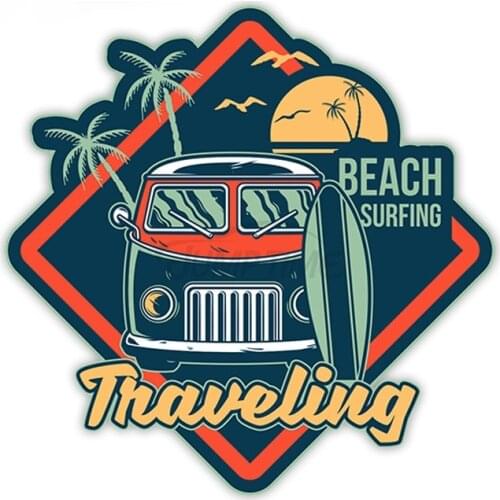 Vinyl Stickers Surfer Beach Sticker Laptop Luggage JDM Decal Car Wrap Bumper Trunk Truck Graphics 13cm*13cm