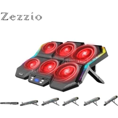 Zezzio ZLP-B6 12 Mode RGB Laptop Cooling Pad with 6PCS ultra quiet Strong Fans for 12-17Inch Notebook