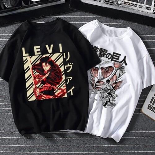 2021 Harajuku Man Attack On Titan T Shirts Tees Shirt Tops Design Cotton Black Short-Sleeved Aesthetic Japanese Anime T Shirt
