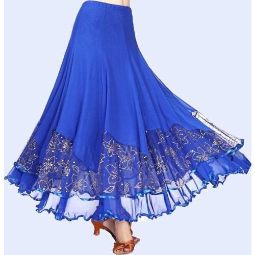 Women Ballroom Skirt Modern Dance Wear Floral Dress Waltz Tango Latin Costume 904-A920