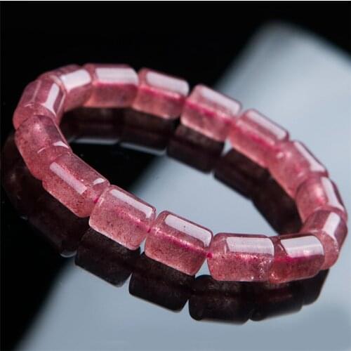 13*10mm Genuine Red Strawberry Quartz Bracelet For Women Femme Charm Stretch Bracelet Drop Shipping