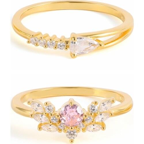 BOAKO Horse Eye Pink CZ Silver Rings For Women Girls 2021 Trend Bague Femme Fine Jewelry Party Gift Vintage Minimalist Anel Ring