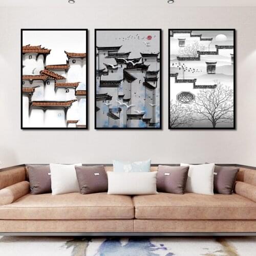 Painting Abstrac Courtyard Landscape Wall Art Canvas Painting Nordic Posters And Prints Wall Pictures For Living Room Decor