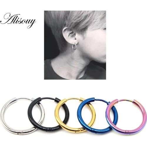 Alisouy 1 Pair 2.5mm hoop Earrings Lovers Circle Ear Ring Earrings For Women And Rings Earrings Female Hip Hop Hoop Earrings