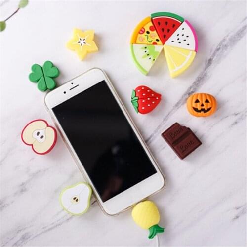 1PC Cute Fruit Phone USB Cable Protector For Iphone Cable Chompers Cord Animal Bite Charger Wire Holder Organizer Protection