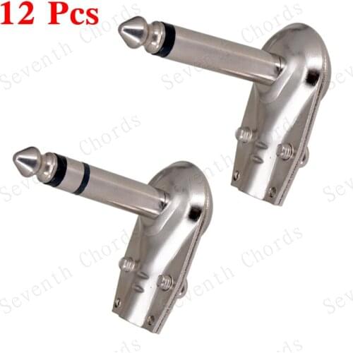 12 Pcs 6.35 mm 1/4 inch Right Angle Cobra Shape Microphone Effector Amplifier Speaker Bass Guitar Stereo & Mono Cable Plug Male