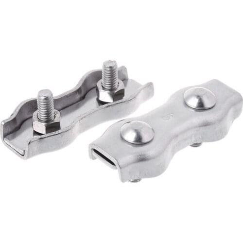 M17D 2pcs Stainless Steel Wire Rope Clips Double Grips Cable Clamps For Wires 2mm 3mm 4mm 5mm 6mm