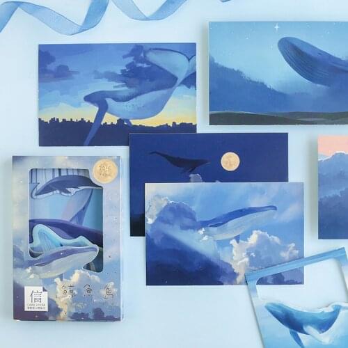 30 Pcs/Set Whale Island Bronzing Postcard Creative Hollow Greeting Cards DIY Journal Decoration Stationery