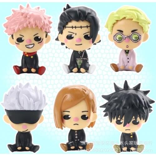 6pcs/set Q Version Jujutsu Kaisen Action Figure Toys Sitting Hugcot Gojo Satoru Itadori Yuji Dolls Figurine