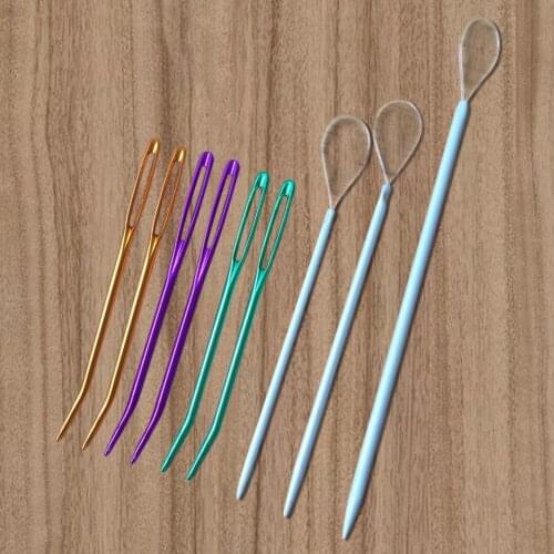 9Pcs Bent Needles Threader Metal Big Eye Yarn Knitting Needles For Home Handmade Darning Threading Fabric Sewing Tools Accessory