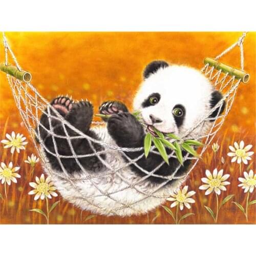 Diy Diamond Painting Panda Animal Bamboo Diamond Round Diamond Decoration Customizable Wall Art Decoration Frameless Style