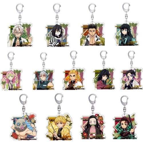 Anime Demon Slayer Kimetsu No Yaiba Keychain Kamado Tanjirou Kamado-Nezuko Tomioka Giyuu Acrylic Key Chain Cute Funny Cartoon