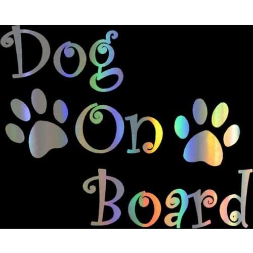 Car Sticker 3D 20*16.2cm DOG ON BOARD And Paw Prints Sticker On Car Funny Vinyl Stickers Decals JDM Motorcycle Car Styling
