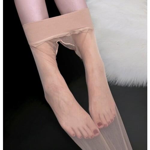 Seamless Crotchless Silk Stockings Ultra-Thin Sexy No-off Crotch 360 Degrees Seamless Transparent Hidden Black Sexy Womens