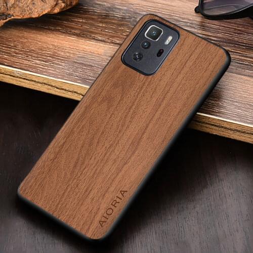 Case for Xiaomi Poco X3 GT Woodlike soft TPU Hard PC PU leather 3in1 material covers coque funda capa for Poco X3 GT