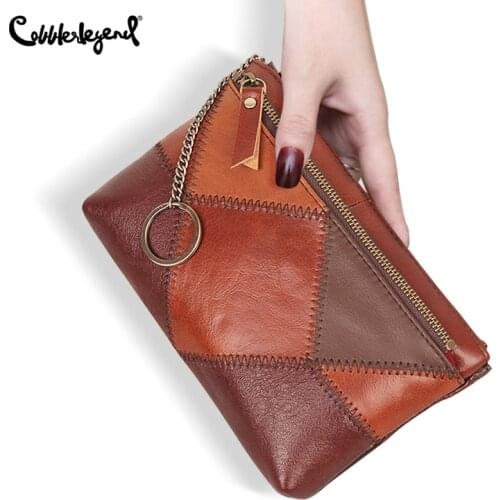 Cobbler Legend Patchwork Genuine Leather Wallet Fashion Ladies Brand Coin Purse Female Designer Brand Ladies Zipper PhoneBag