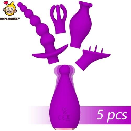 5 in 1 Dildo Vibrator Glans Clitoris Stimulator Butt Plug Woman Masturbator Sex Toys G Spot Nipples Massager Couple Sex Products