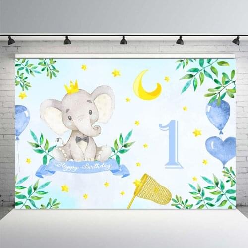 Elephant Backdrop for Photography Newborn Baby Shower Photo Background Pink Flowers 1st Backdrops Princess Supplie Prop Photcall