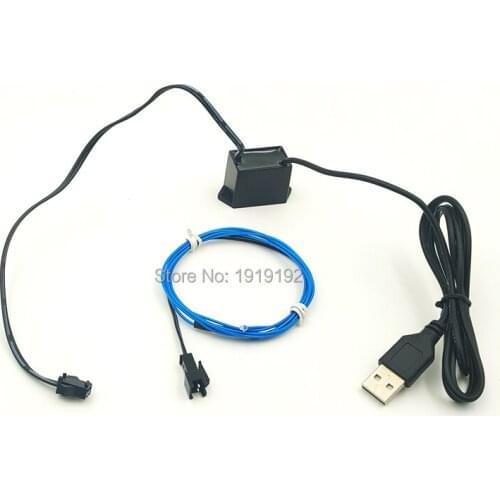 10 Colors Choice 2Meters 1.3mm EL wire Flexible Neon Glow Light EL Cable Rope for Car Party Decorations Light With USB driver