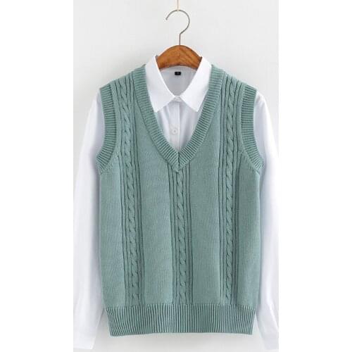 3 Twist twisted striped V-neck sweater vest Japanese-style 6 colors cotton