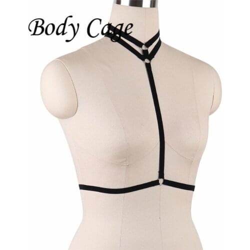Body Cage new fashion pastel goth bust bondage bra rave wear lingerie gothic garter belt Elastic Caged women belt bdsm female