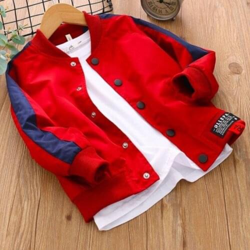 JY Boys' Spring Autumn Jackets Big Children Outwear Baseball Uniforms 110-170 Red Royal Blue
