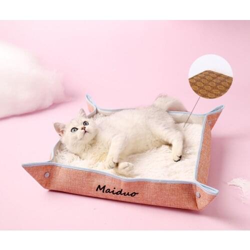 Summer Cooling Mat Pet Large Size Ice Silk Cool Bed Pet Cat Breathable Blanket Cushion Puppy Kitten Indoor Sofa Floor Mat