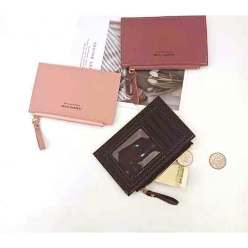 Fashionable Mens and Womens Mini ID Card Holder Business Credit Card Holder PU Leather Ultra-thin Bank Card Holder Coin Purse