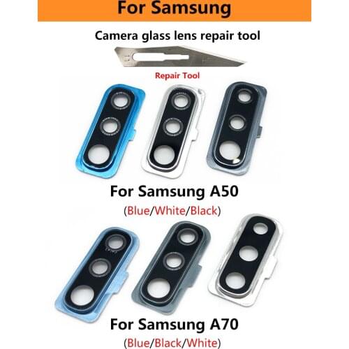 New Rear Camera Glass Lens Cover With Frame Holder For Samsung A50 A505 A505F A70 A705 A705F Replacement Spare Parts