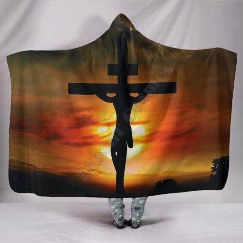 Jesus Christ 3D Printed Wearable Blanket Adults For Kids Various Types Hooded Blanket Fleece blanket 01