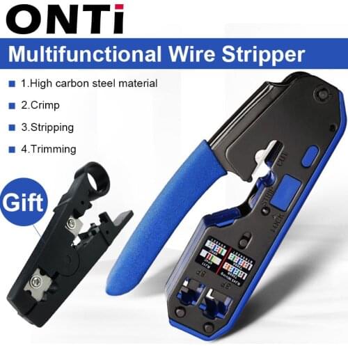 ONTi RJ45 Tool rj45 Crimping Tool Network Crimper Stripper Cutter Ethernet Cable Fit RJ45 Cat6 Cat5e Cat5 RJ11 RJ12 Connector