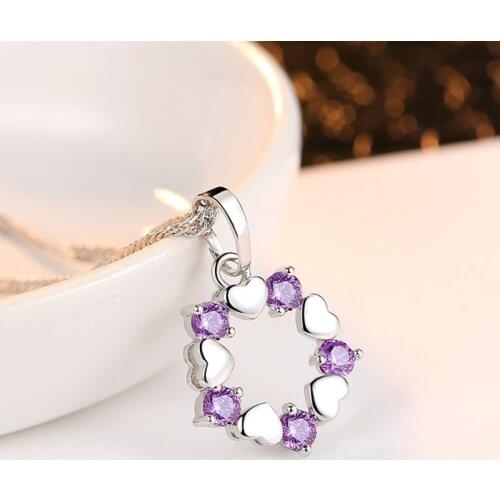 Trendy 925 Sterling Silver Heart Necklace AAA CZ Zirconia Pendant Necklace For Women Chain Necklaces collares mujer