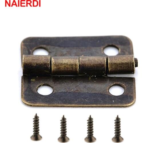 50PCS NAIERDI Mini Bronze Gold Hinge Square Antique Door Hinges For Wooden Cabinet Drawer Jewellery Box Furniture Hardware