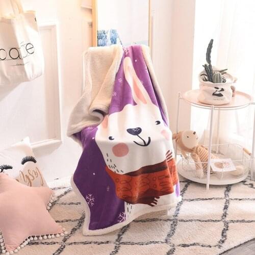 Cartoon Lamb Plush Blankets Velvet Coral Carpet Blanket Baby Air Conditioning Blanket Dropshipping