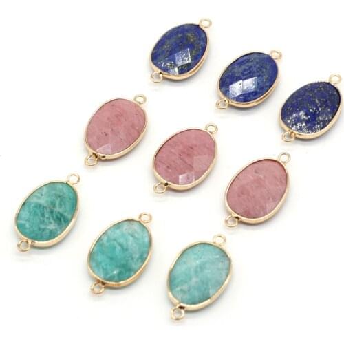 Natural Stone Lapis lazuli Pendants Gold plated Faceted Connectors for Jewelry Making DIY Necklace Earring Reiki Heal Gifts