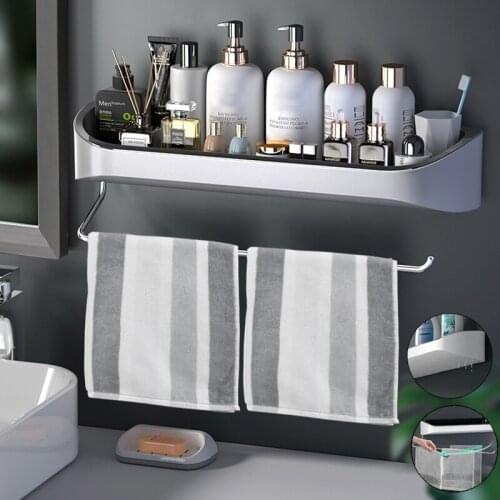 Bathroom Shelf Organizer Punch-free Wall Mounted Shampoo Wc Toilet Storage Rack Household Bathroom Accessories