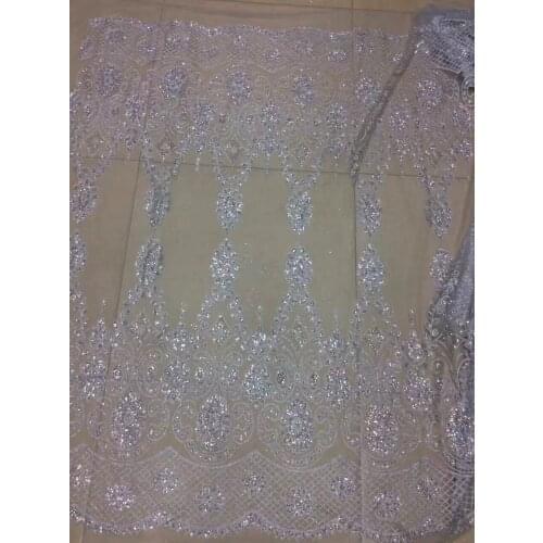 Latest African Lace Fabrics High Quality 3d Guipure Glitter lace fabric for party dress 5yards/lot SYJ-9523