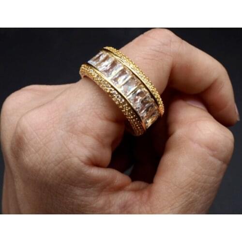 Hip-hop Rectangular Zircon rings are popular in Europe and the United States