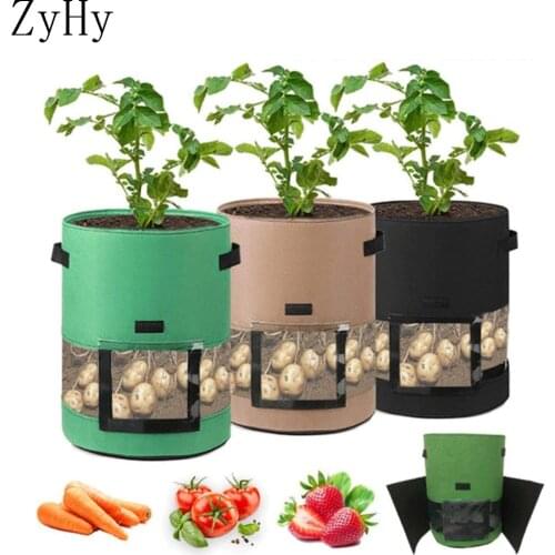 Home Balcony Garden Plant Grow Bag DIY Potato Tomato Vegetable Grow Planter Felt Cloth Planting Container Bag Thicken Garden Pot