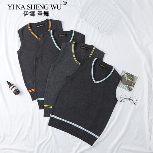 Sweater Vest Autumn Korean JK Uniform College Style V Neck Sleeveless Pullover Knitted Vest Boys&Girls All-match Sweaters Tops