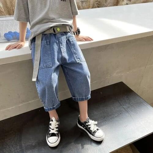 Spring Summer Baby Boys Jeans Pants Kids Clothes Children Casual Denim Calf Length Pants Teenagers Jeans for Boys Clothes 2021