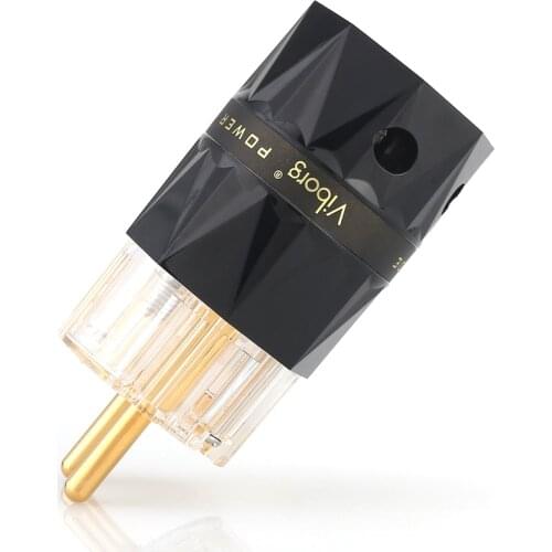 Viborg VE503G+VF503G Pure Copper Transparent 24K Gold Plated Schuko EU Power cable Extenstion adapter Plug