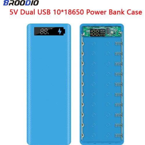 For Mobile Phone Charger DIY Shell With Digital Display Screen 10*18650 Power Bank Case Dual 18650 Battery Holder Charging Boxes